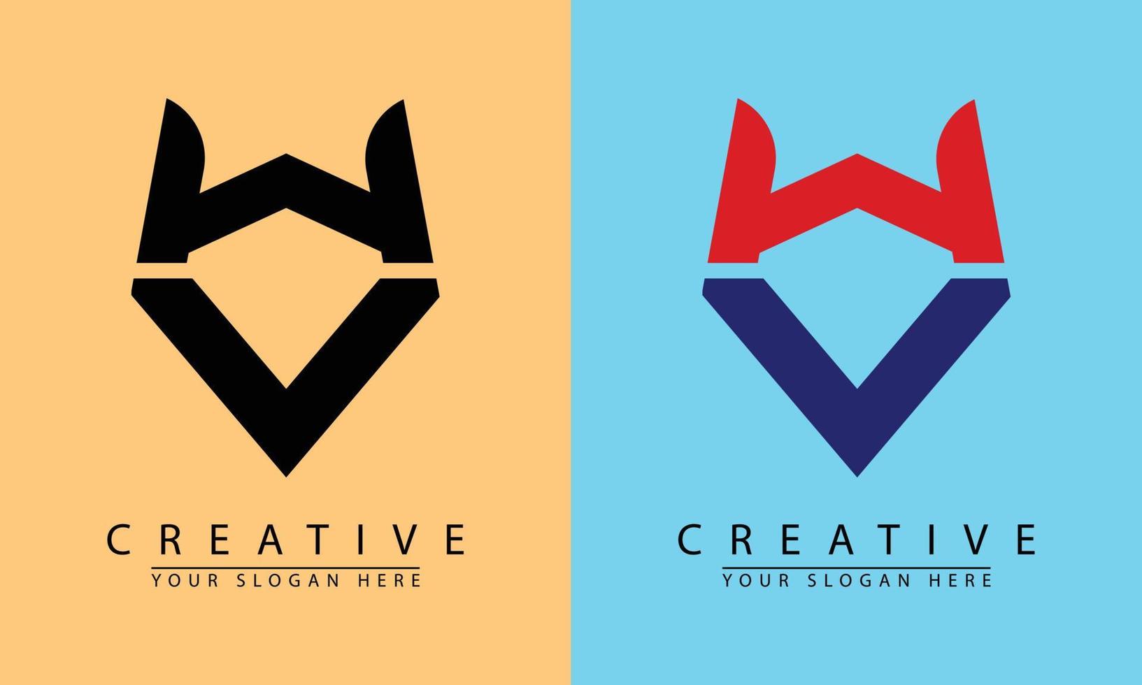 abstract brief w v logo icoon vector