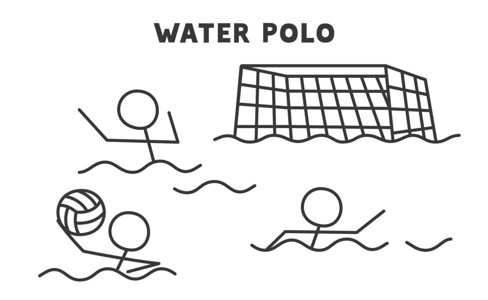 water polo kawaii tekening vlak tekenfilm vector illustratie