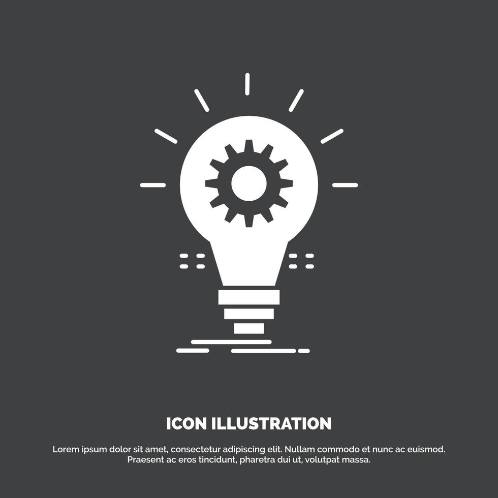 lamp. ontwikkelen. idee. innovatie. licht icoon. glyph vector symbool voor ui en ux. website of mobiel toepassing