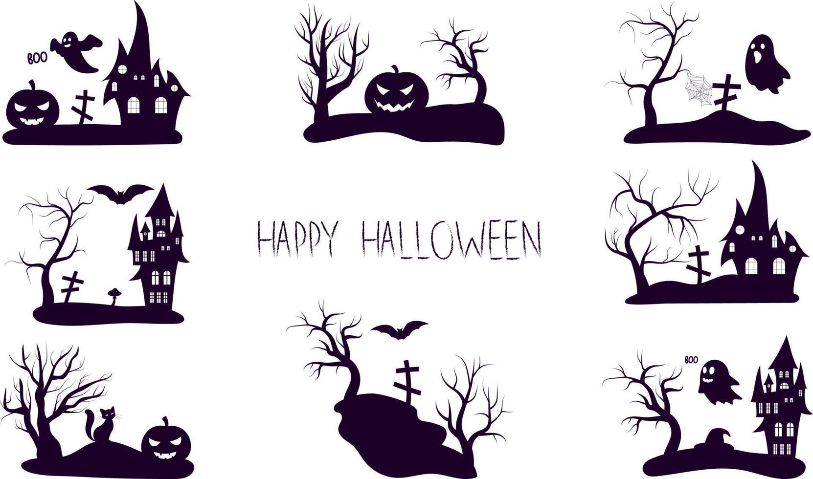 reeks van halloween landschappen vector