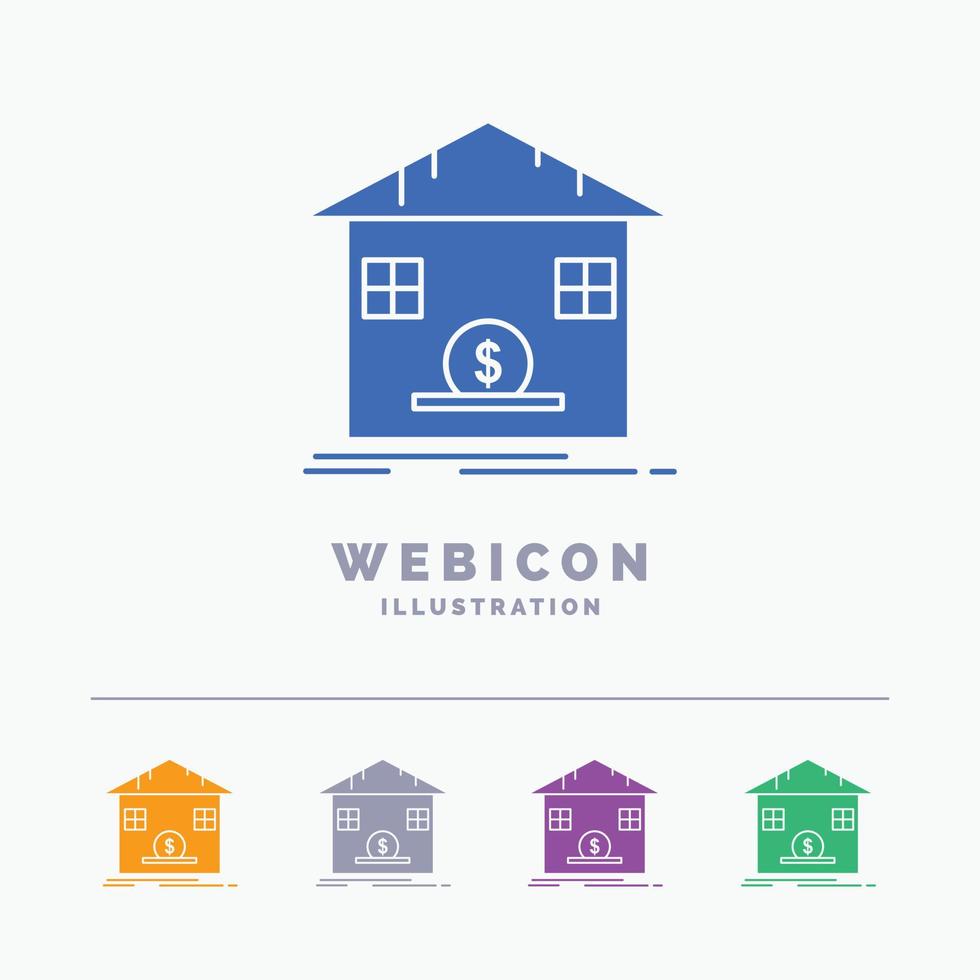 borg. veilig. besparingen. terugbetaling. bank 5 kleur glyph web icoon sjabloon geïsoleerd Aan wit. vector illustratie