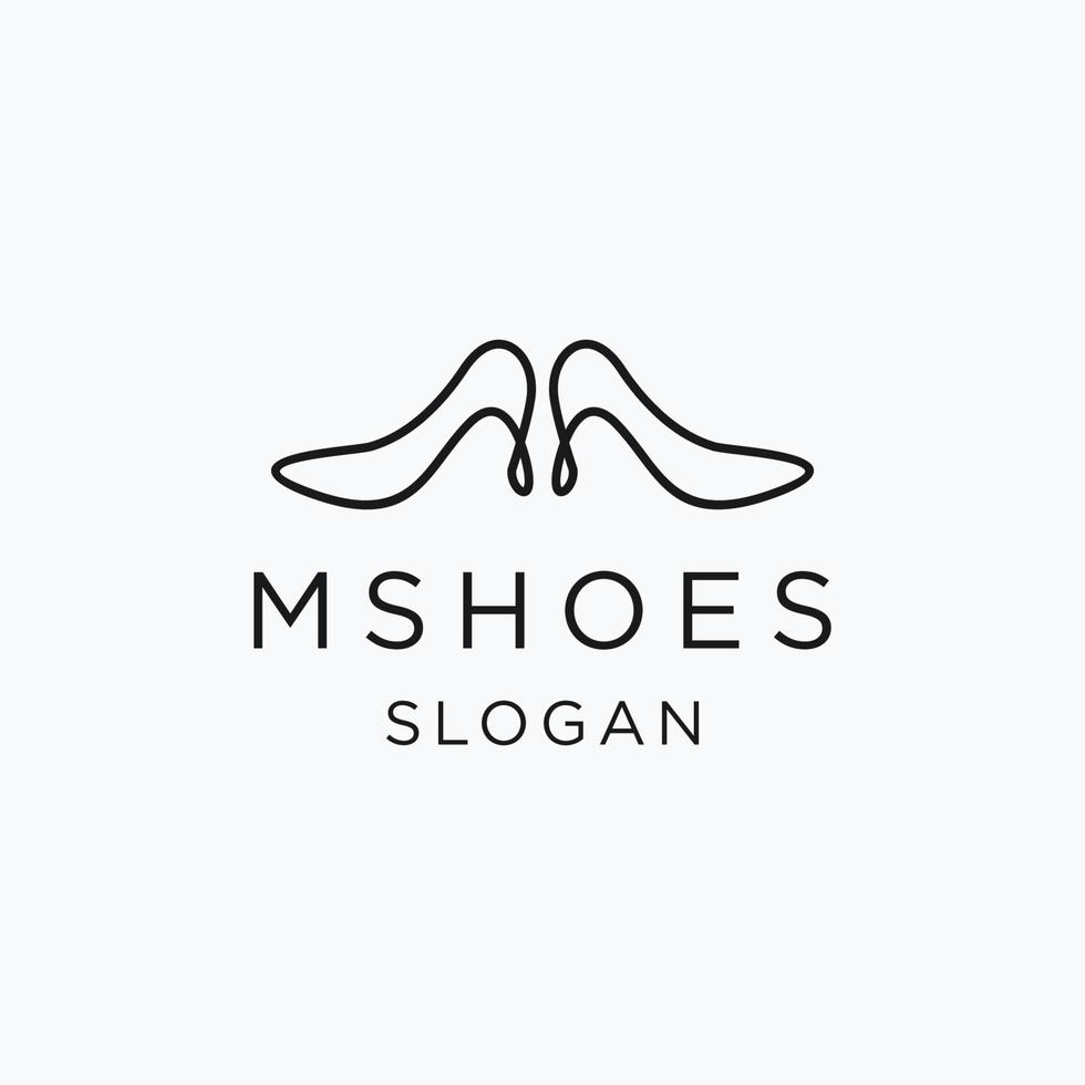 brief m schoenen hiel- logo ontwerp vector icoon grafisch embleem