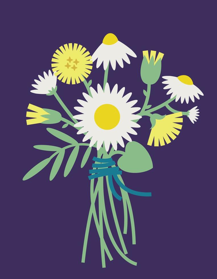 boeket met wilde bloemen. mooi bloemen in vlak stijl. vector