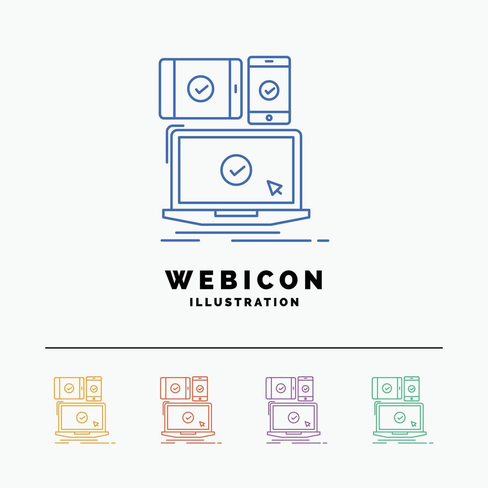 computer. apparaten. mobiel. snel reagerend. technologie 5 kleur lijn web icoon sjabloon geïsoleerd Aan wit. vector illustratie