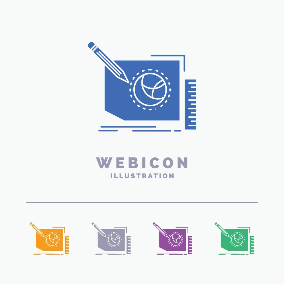 inhoud. ontwerp. kader. bladzijde. tekst 5 kleur glyph web icoon sjabloon geïsoleerd Aan wit. vector illustratie