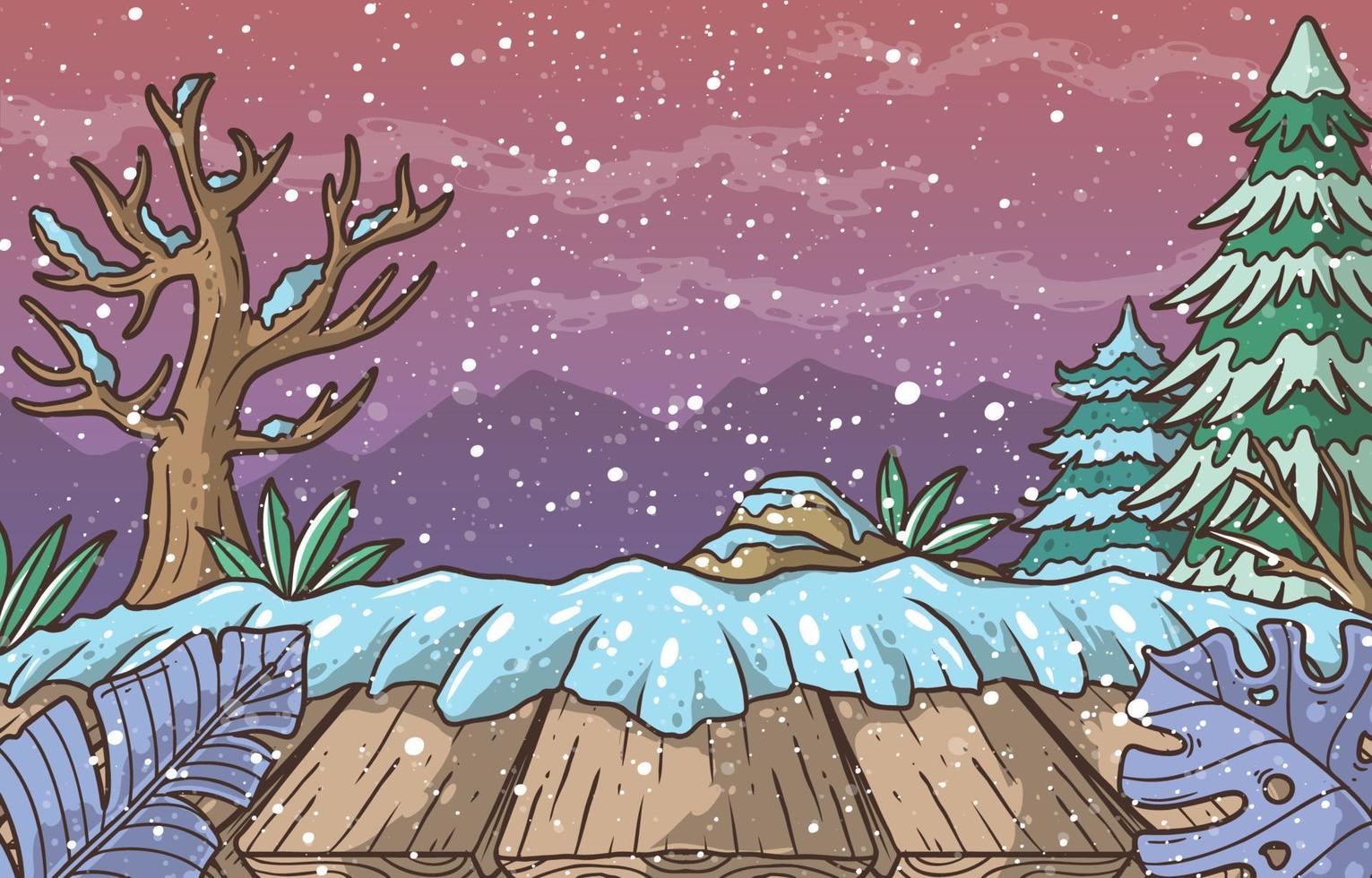 winter en pijnboom concept vector