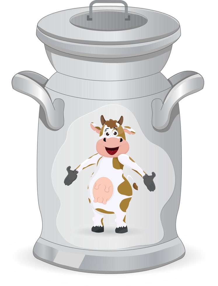 melk kan geïsoleerd met koe symbool vooraan van het vector