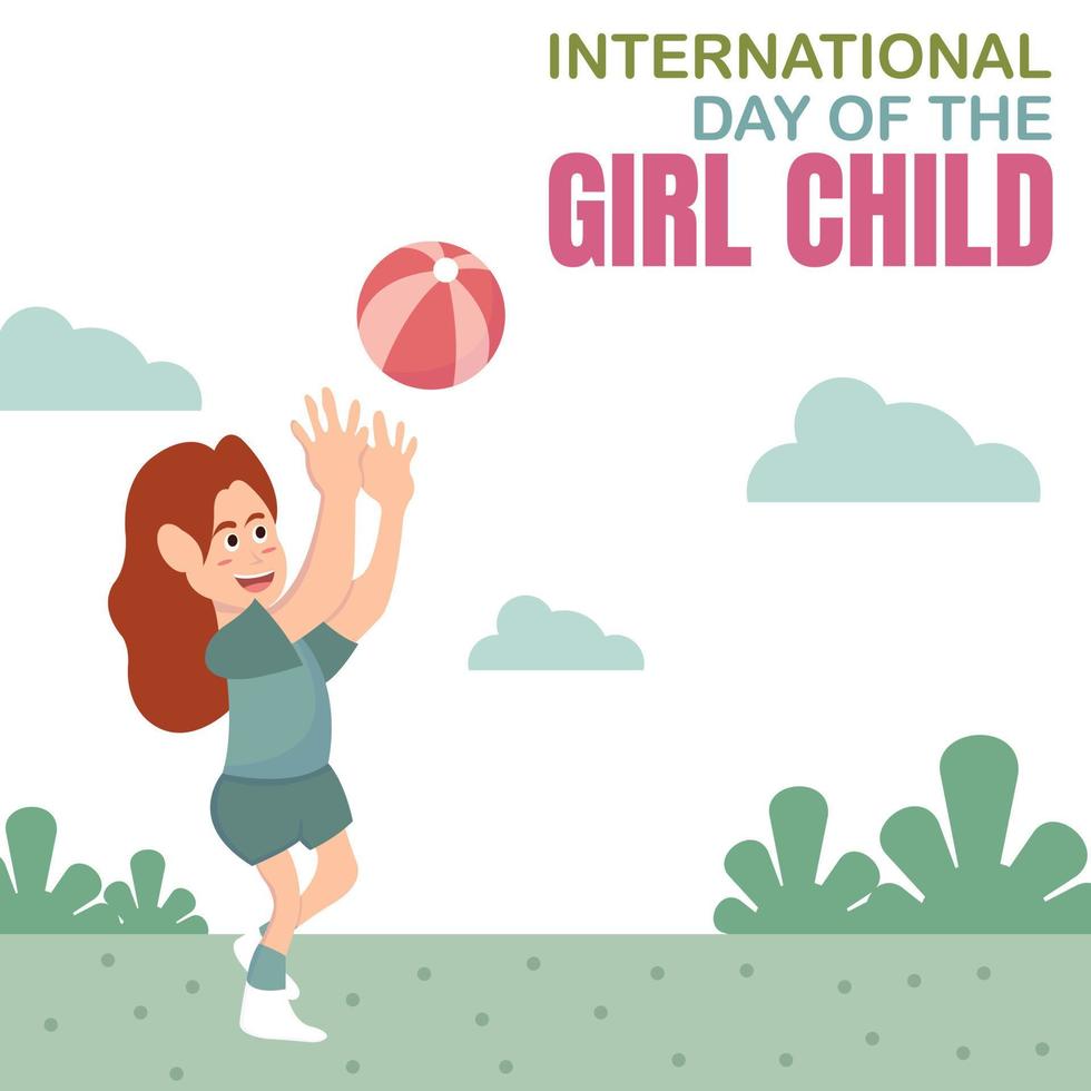 illustratie vector grafisch van een meisje spelen volleybal in de veld, perfect voor Internationale dag, meisje kind, vieren, groet kaart, enz.
