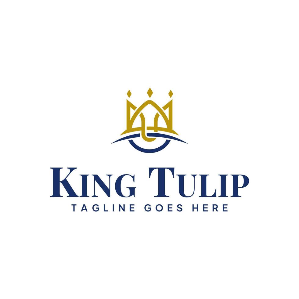 koning tulpen lijn logo symbool kroon en tulpen vector