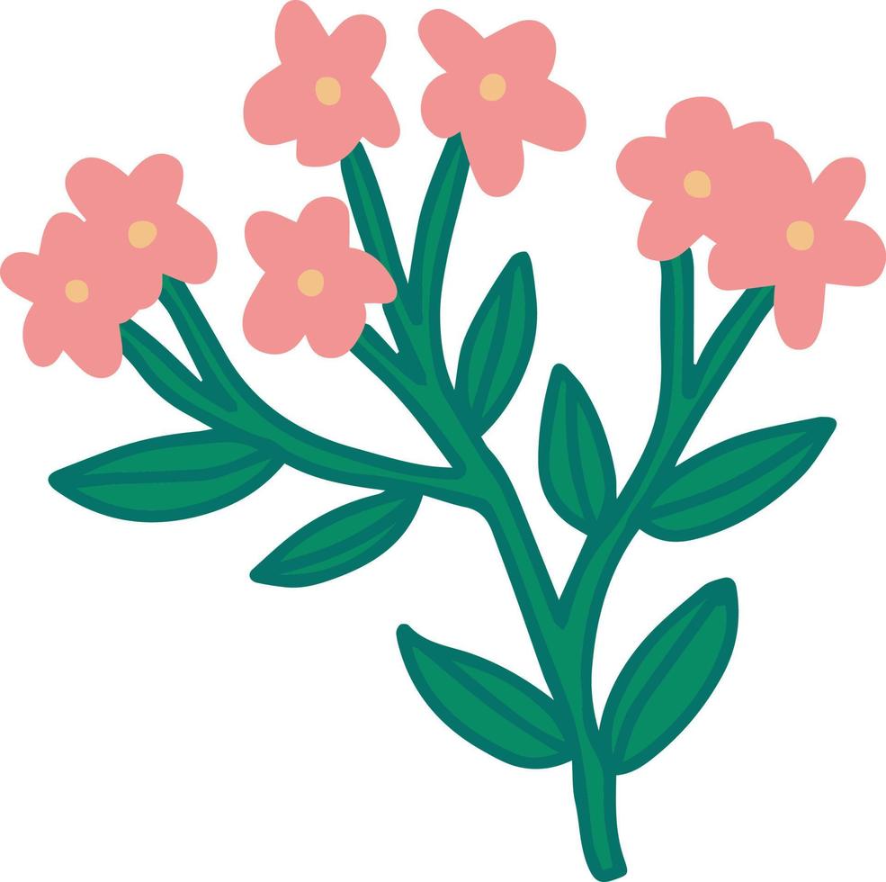 takje met bloemen en bladeren schattig hand- getrokken vector illustratie