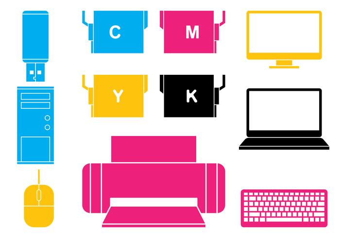 Office electronics icon set vector