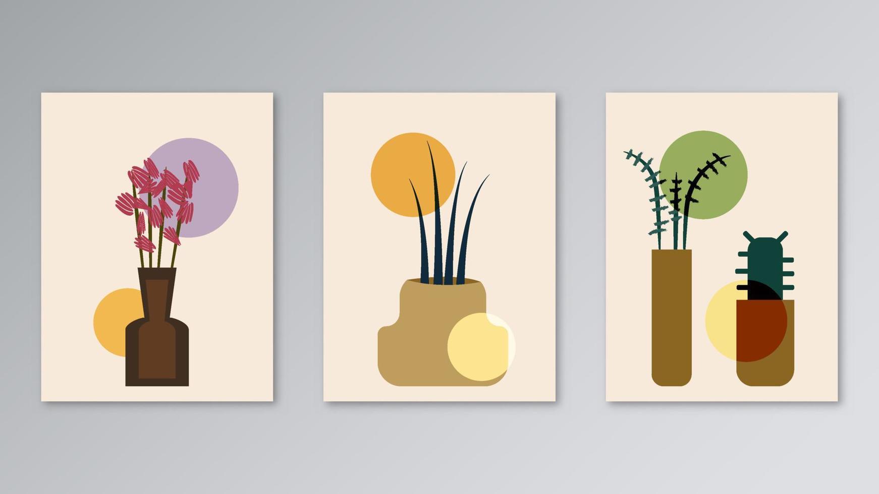 modern minimalistische abstract esthetisch illustratie ontwerp met planten vector