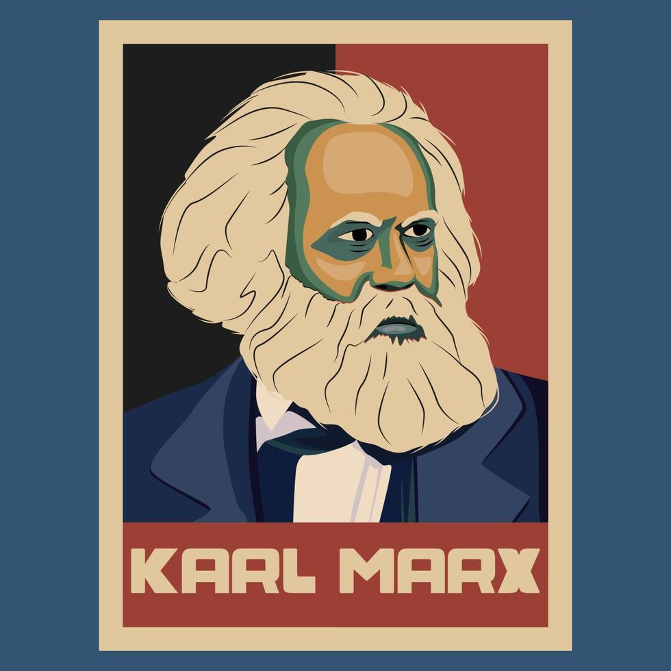 Karl marx filosoof retro wijnoogst poster ontwerp vector