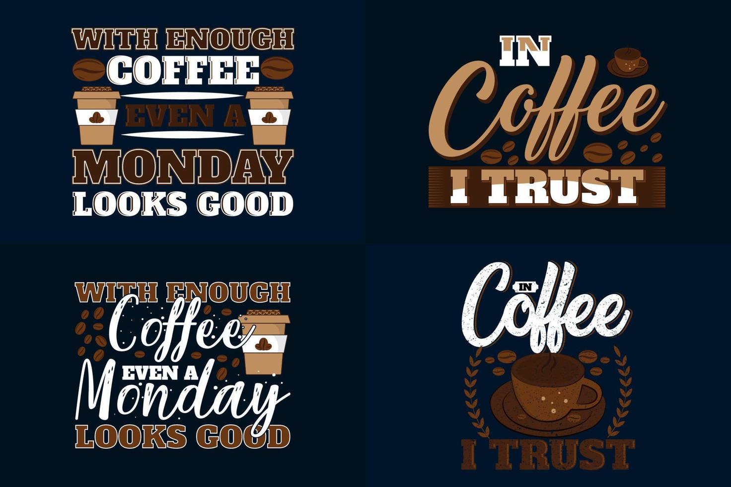 citaat inspiratie Op maat koffie en koffie stijl t-shirt ontwerp bundel vector