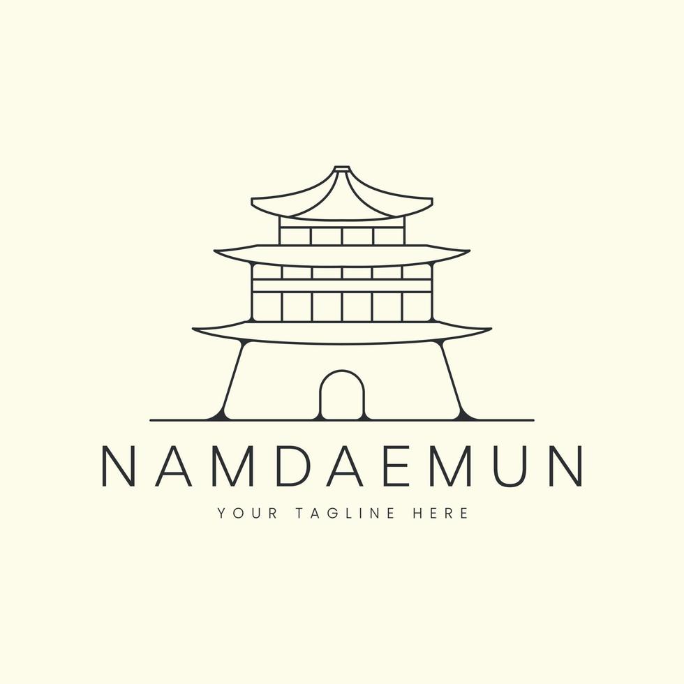 namdaemun met lijn kunst stijl logo vector illustratie icoon sjabloon ontwerp