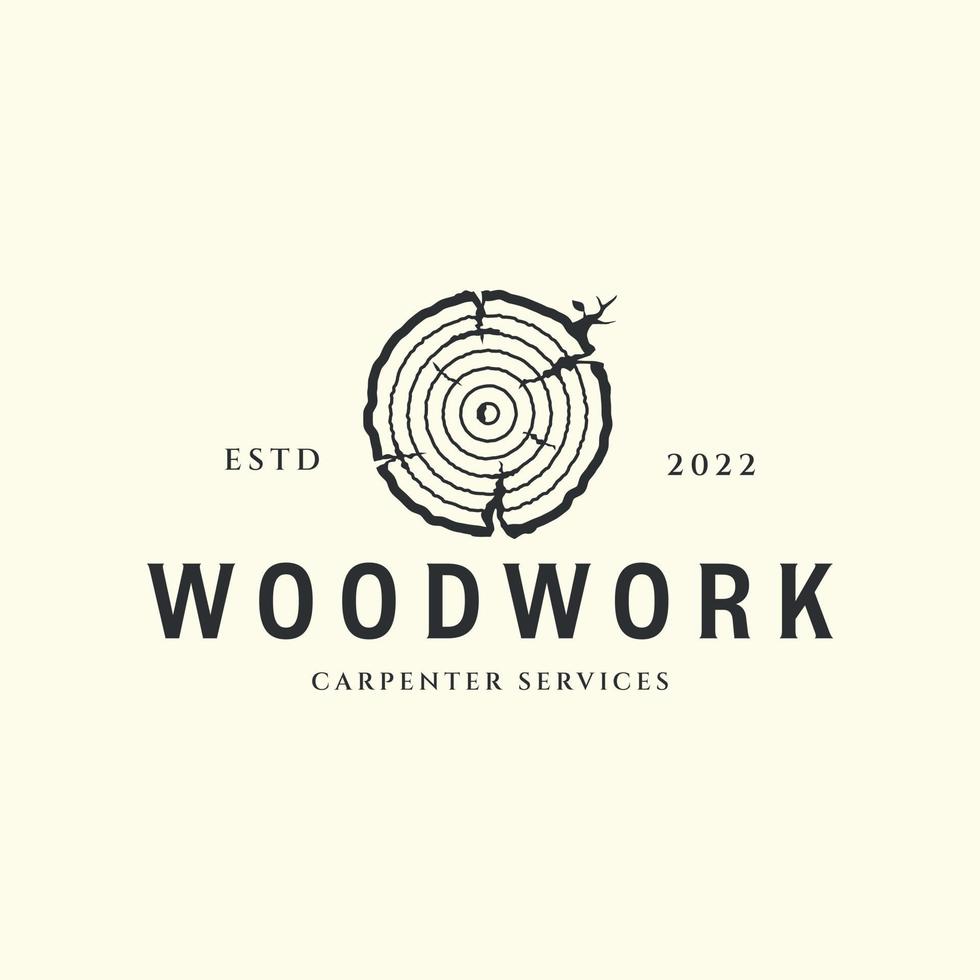 timmerwerk wijnoogst logo vector sjabloon illustratie ontwerp. houtwerk of hout logo concept