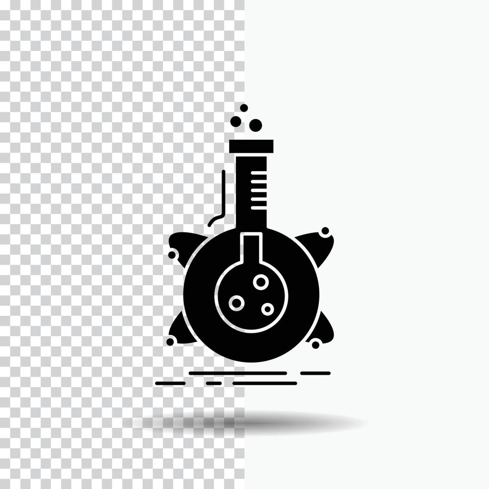 Onderzoek. laboratorium. fles. buis. ontwikkeling glyph icoon Aan transparant achtergrond. zwart icoon vector