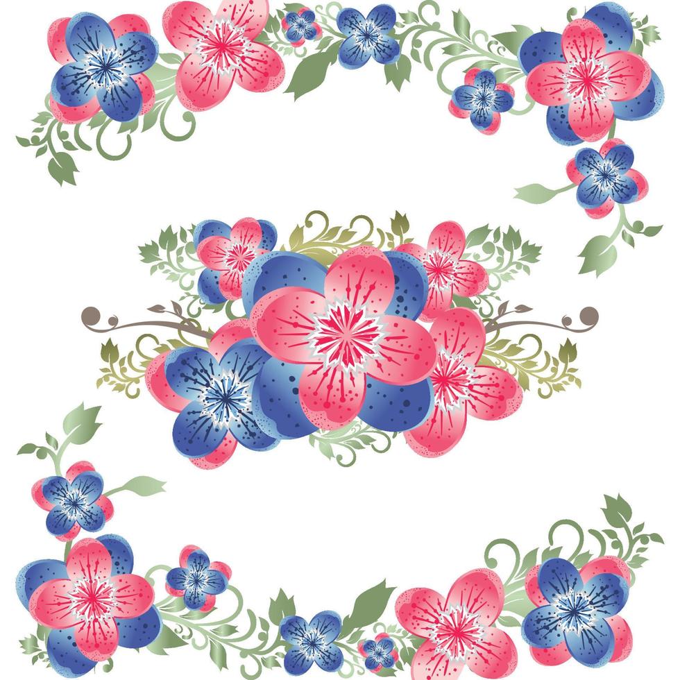 mooi blauw en rood orchidee boeketten vector