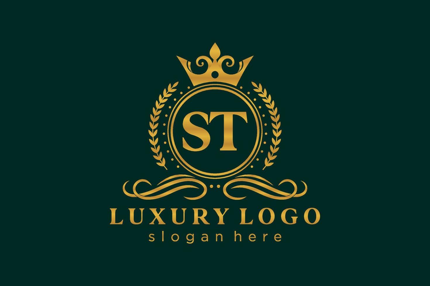 eerste st brief Koninklijk luxe logo sjabloon in vector kunst voor restaurant, royalty, boetiek, cafe, hotel, heraldisch, sieraden, mode en andere vector illustratie.