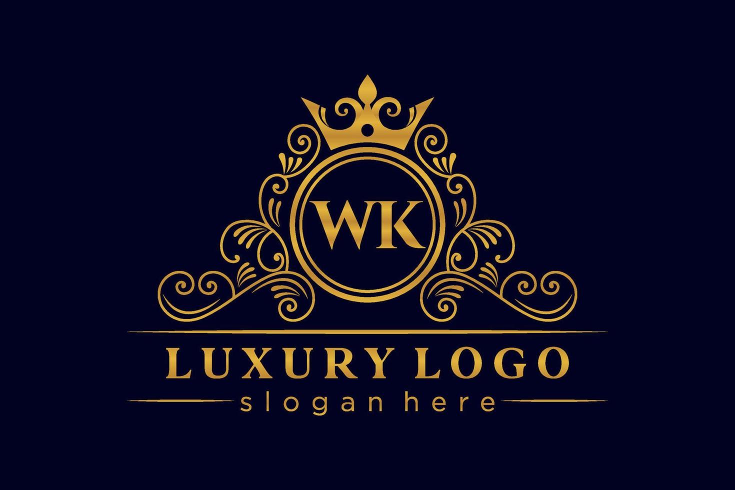 wk eerste brief goud kalligrafische vrouwelijk bloemen hand- getrokken heraldisch monogram antiek wijnoogst stijl luxe logo ontwerp premie vector