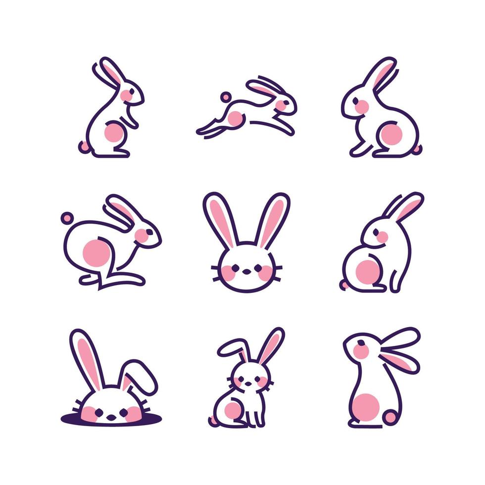 minimalistische konijn icoon reeks vector