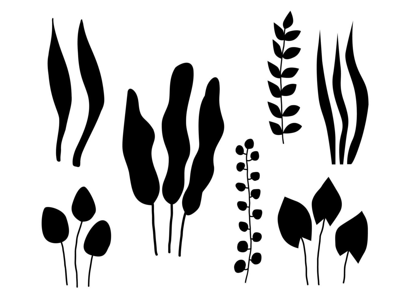 zwart bladeren of gebladerte silhouetten geïsoleerd Aan wit achtergrond. groot reeks van vector vallen boom blad vormen. vector illustratie.