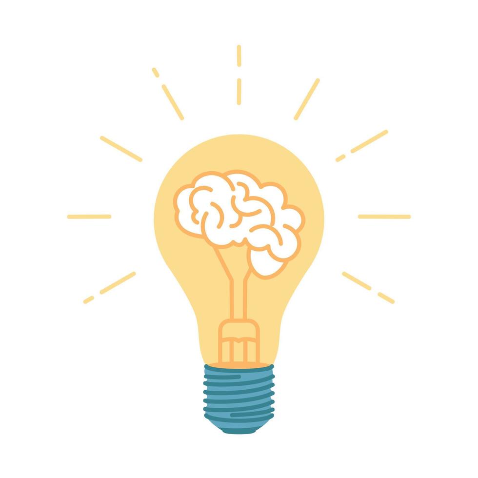 creatief lamp met hersenen logo ontwerp sjabloon. vector