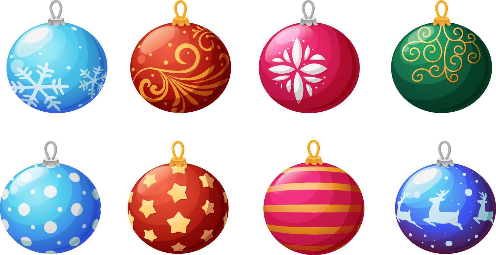 reeks van ronde Kerstmis boom ballen in verschillend kleuren vector
