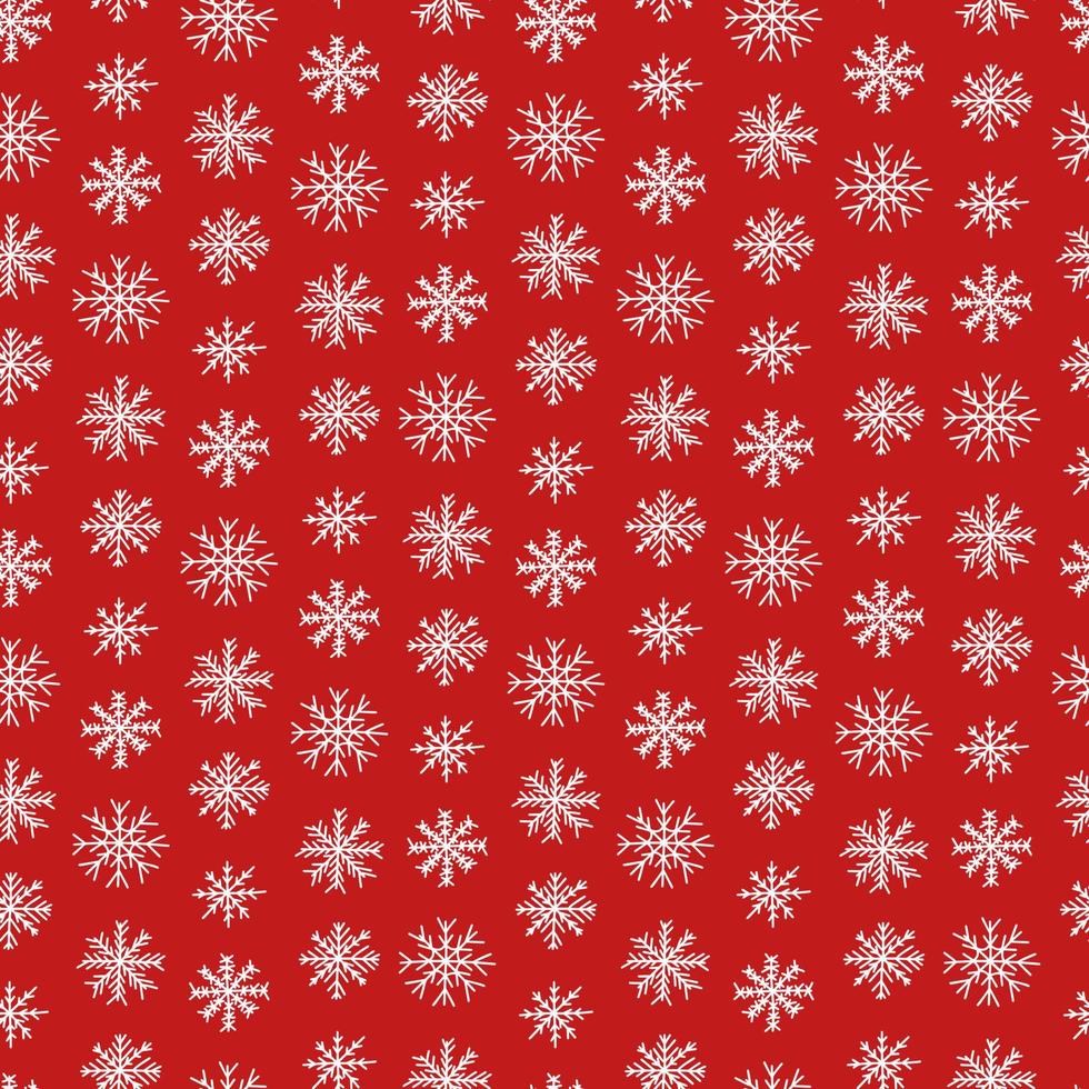 schattig sneeuwvlokken vector naadloos patroon. Kerstmis sneeuwvlokken Aan rood achtergrond.