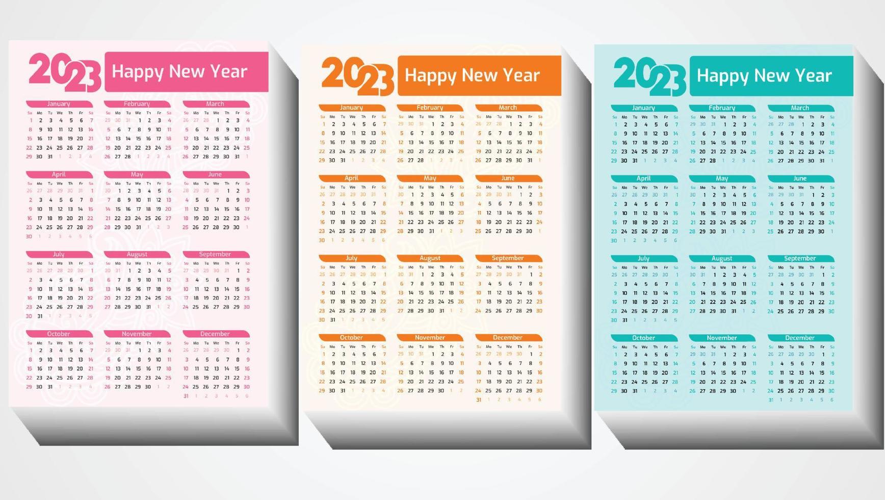 hand- getrokken 2023 kalender sjabloon in Spaans vector