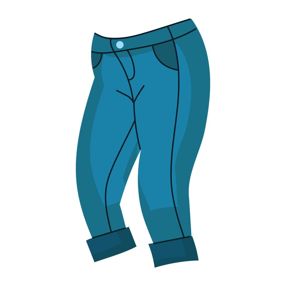 denim broek jeans . modieus kleren voor Heren. gewoontjes blauw textiel kleding en kleding fabriek broek met patches en zak. mode vector illustratie concept