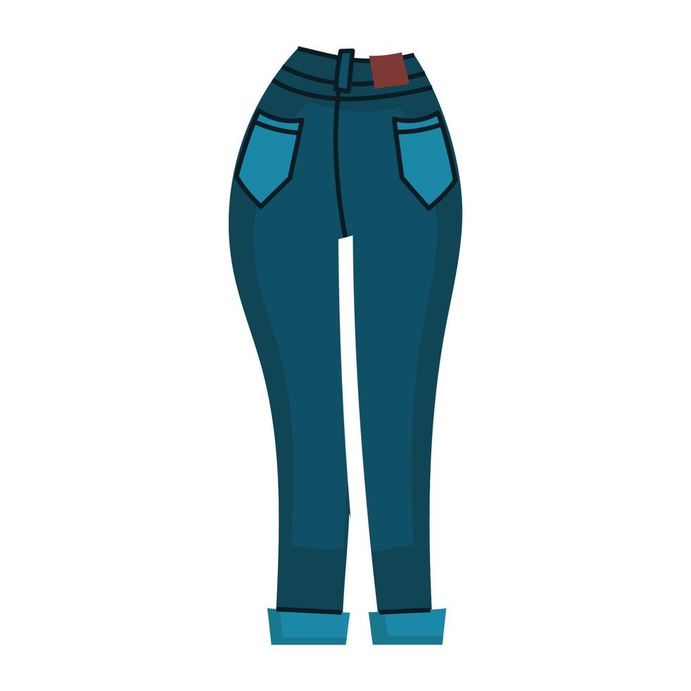 denim broek jeans . modieus kleren voor Dames. gewoontjes blauw textiel kleding en kleding fabriek broek met patches en zak. mode vector illustratie concept