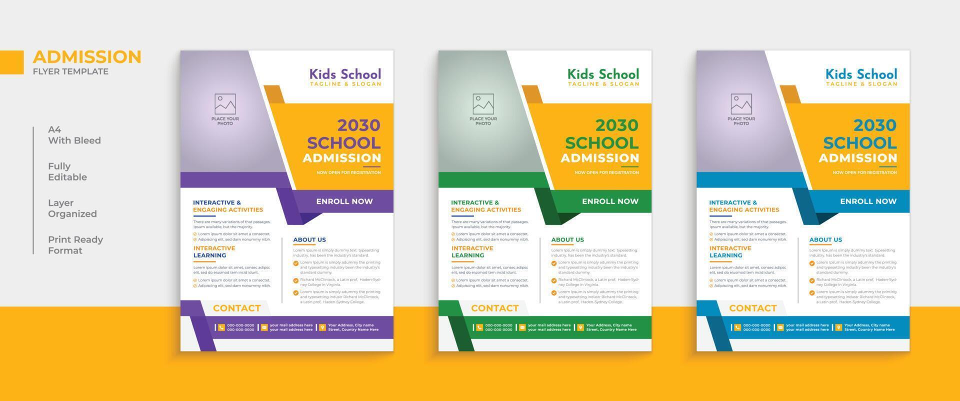 uniek onderwijs folder ontwerp, kinderen school- opnames poster sjabloon ontwerp vector