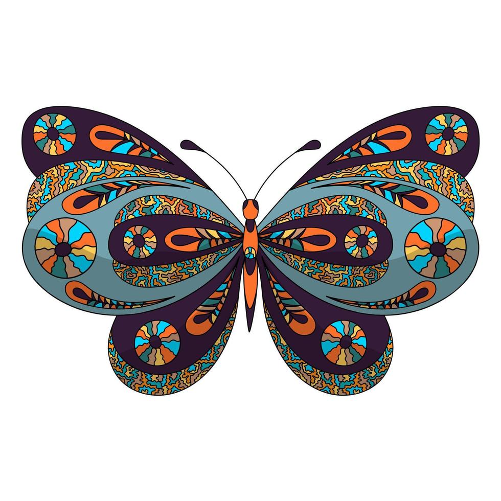 vlinder. kleur bladzijde voor volwassenen anti stress in zentangle stijl. vector