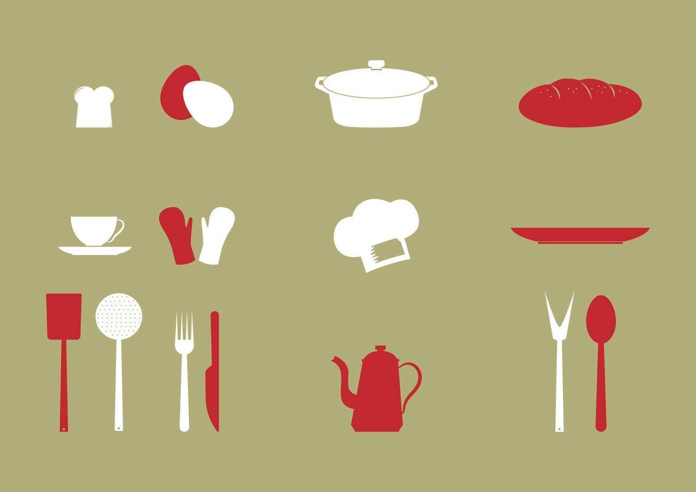 keuken pictogrammen verzameling in vlak stijl vector
