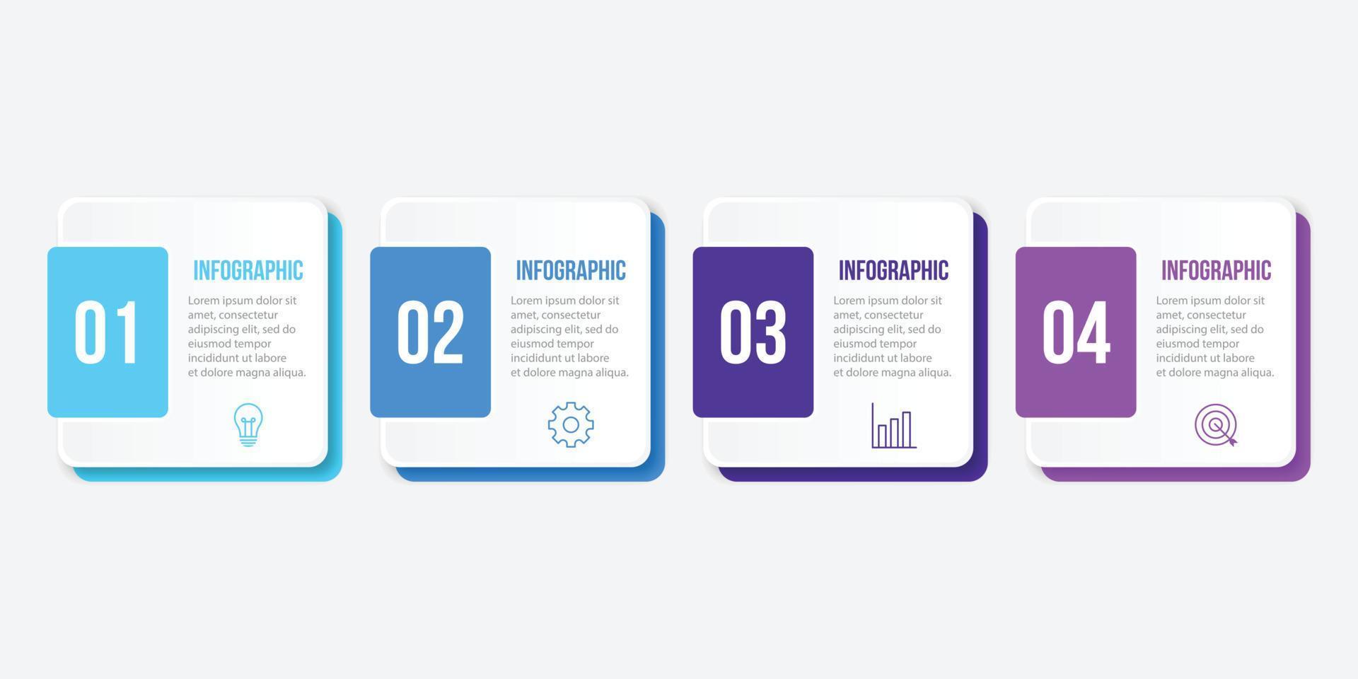 vector infographic etiket ontwerp sjabloon met pictogrammen en 4 opties of stappen. kan worden gebruikt voor werkwijze