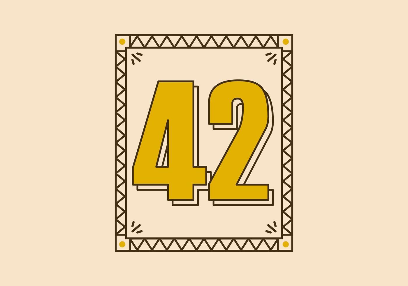 wijnoogst rechthoek kader met aantal 42 Aan het vector