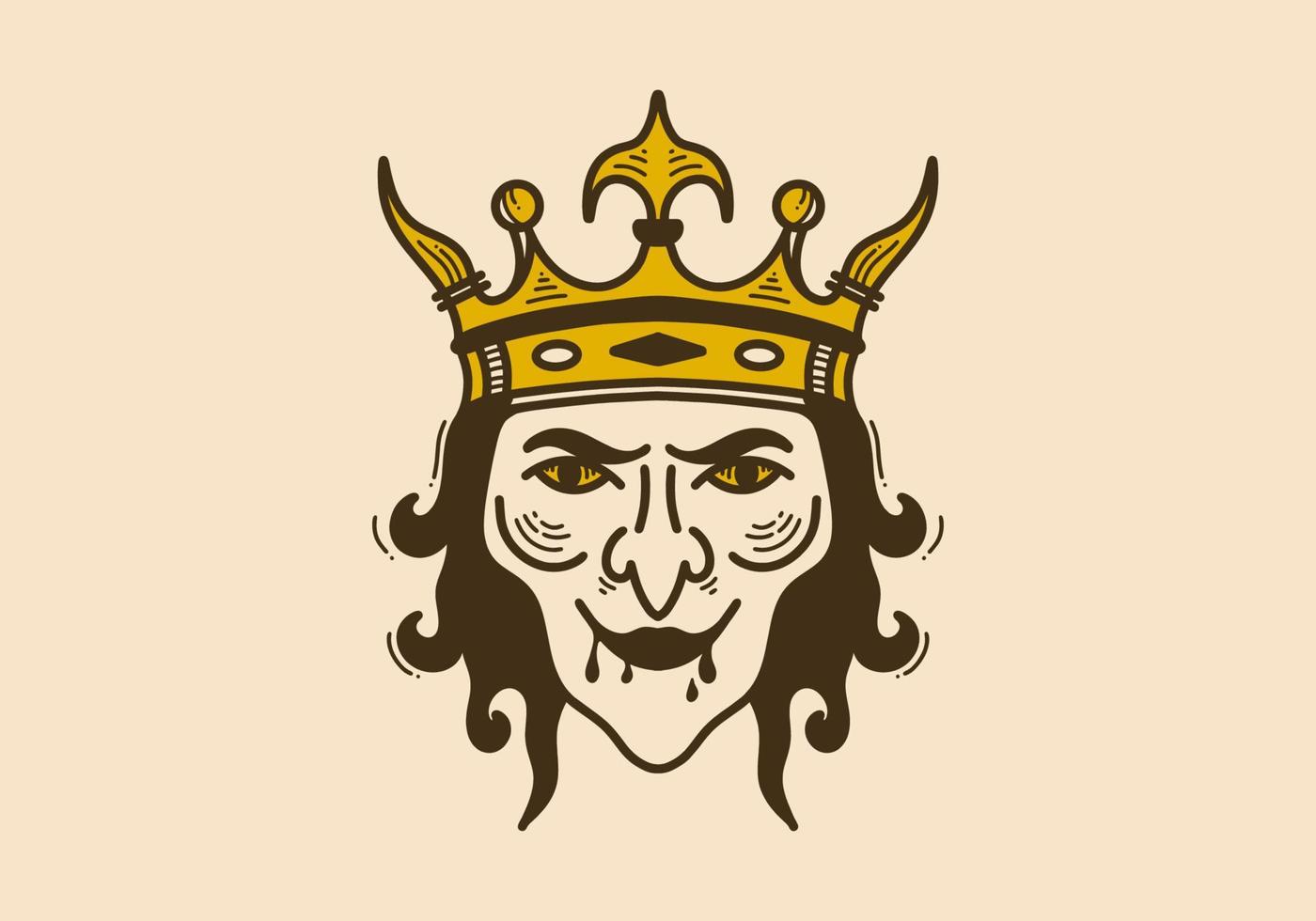 wijnoogst illustratie van een heks vervelend koning kroon vector