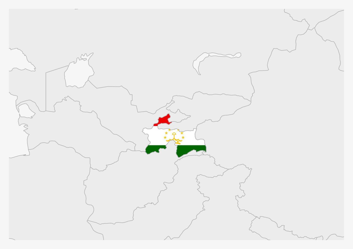 Tadzjikistan kaart gemarkeerd in Tadzjikistan vlag kleuren vector