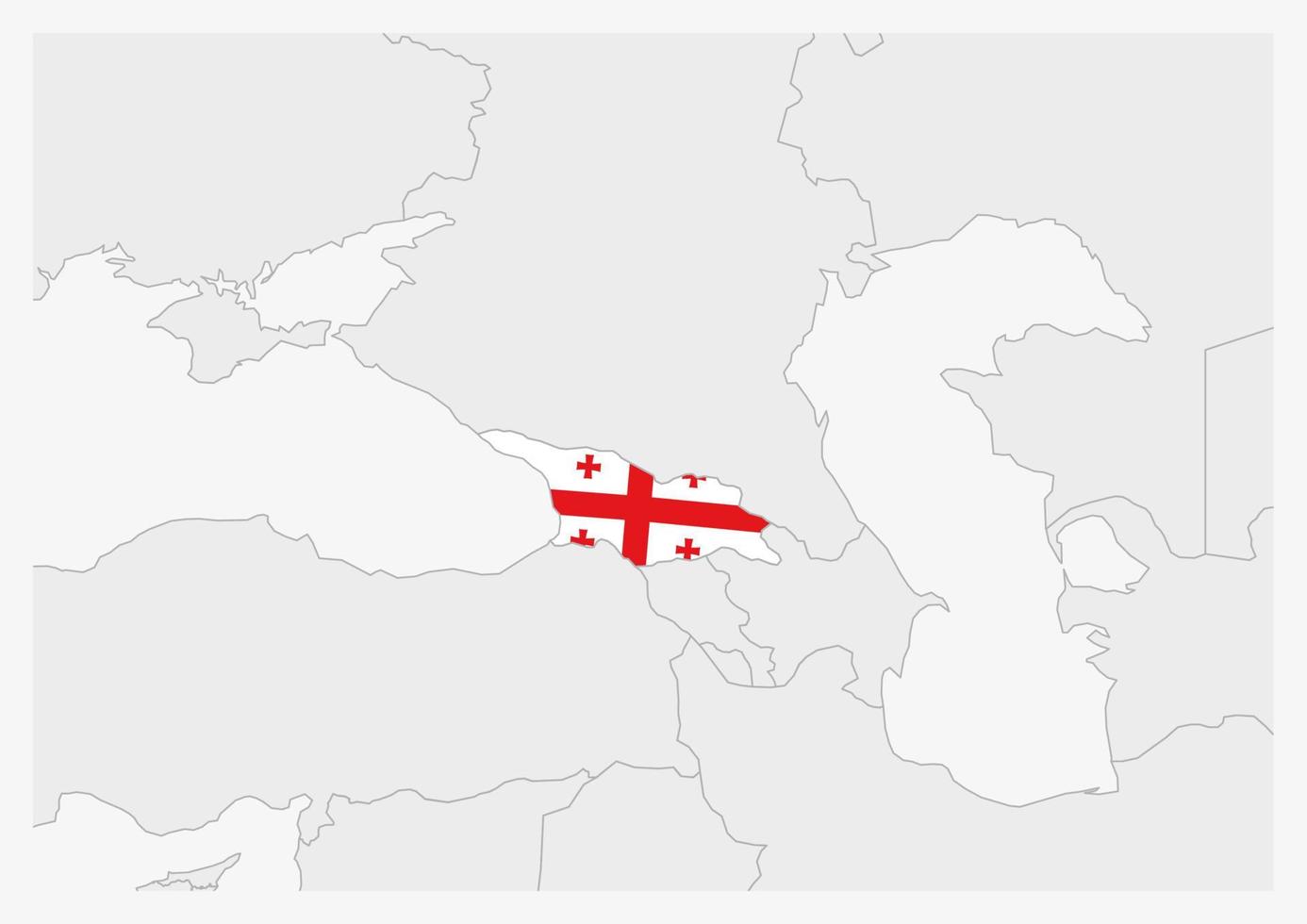 Georgië kaart gemarkeerd in Georgië vlag kleuren vector