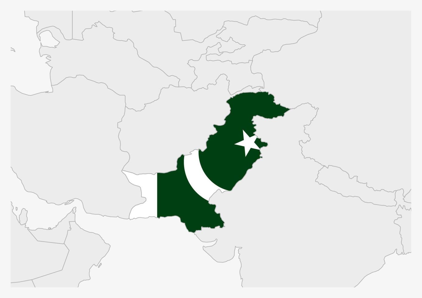 Pakistan kaart gemarkeerd in Pakistan vlag kleuren vector