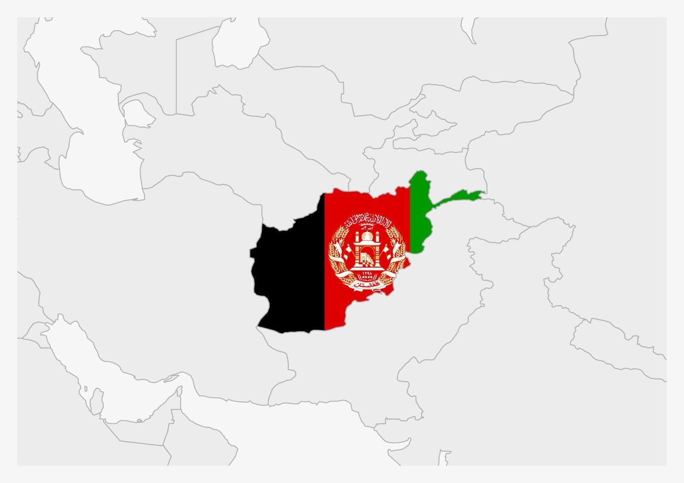 afghanistan kaart gemarkeerd in afghanistan vlag kleuren vector