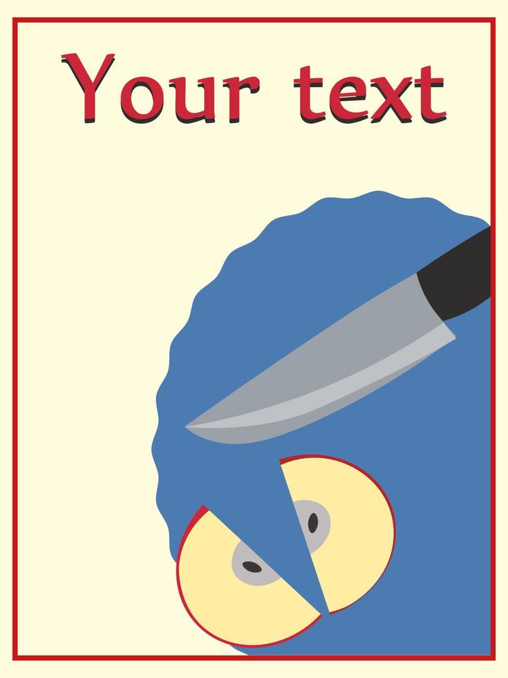 beeld van een mes en een besnoeiing appel. omslag, poster, reclame. vector
