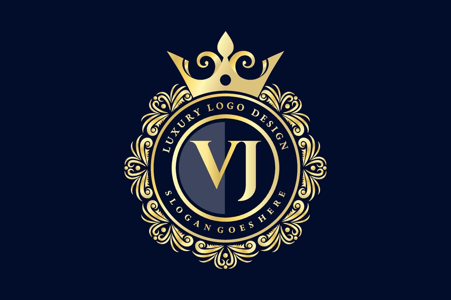 vj eerste brief goud kalligrafische vrouwelijk bloemen hand- getrokken heraldisch monogram antiek wijnoogst stijl luxe logo ontwerp premie vector