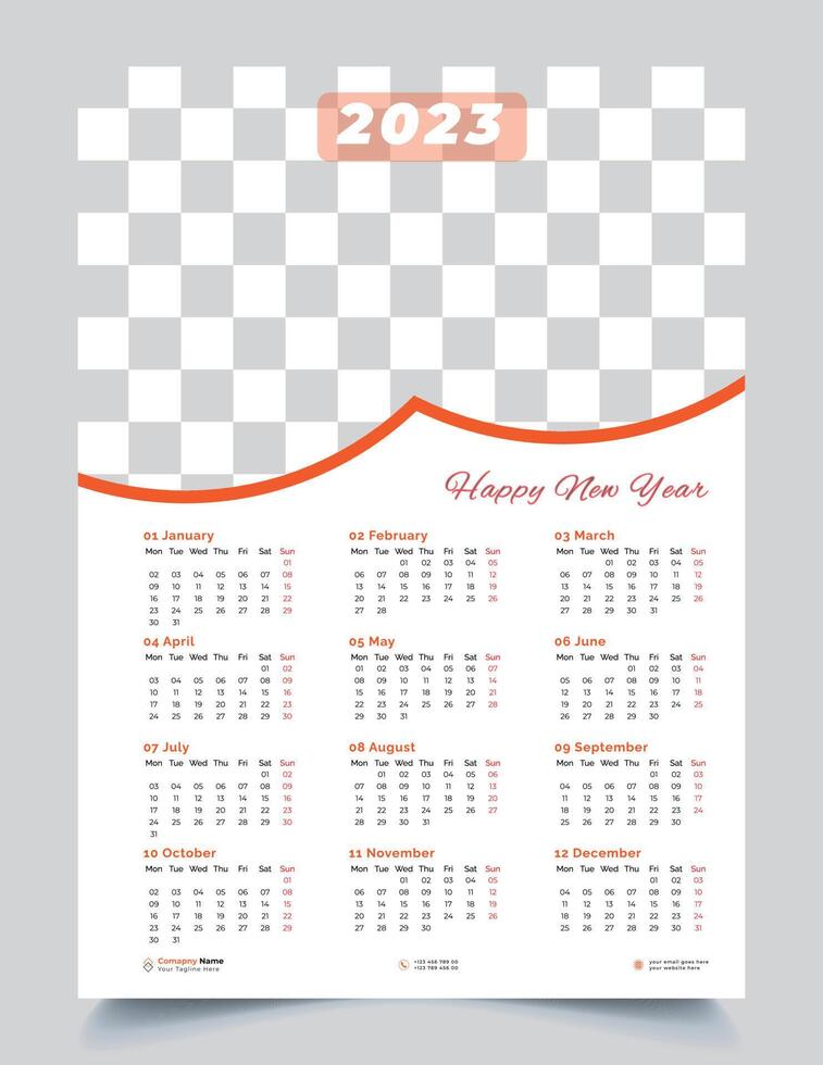 2023 muur kalender sjabloon ontwerp vector