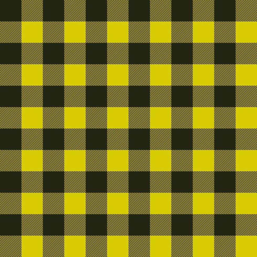 geel en zwart plaid patroon vector achtergrond, Schotse ruit kleding stof structuur