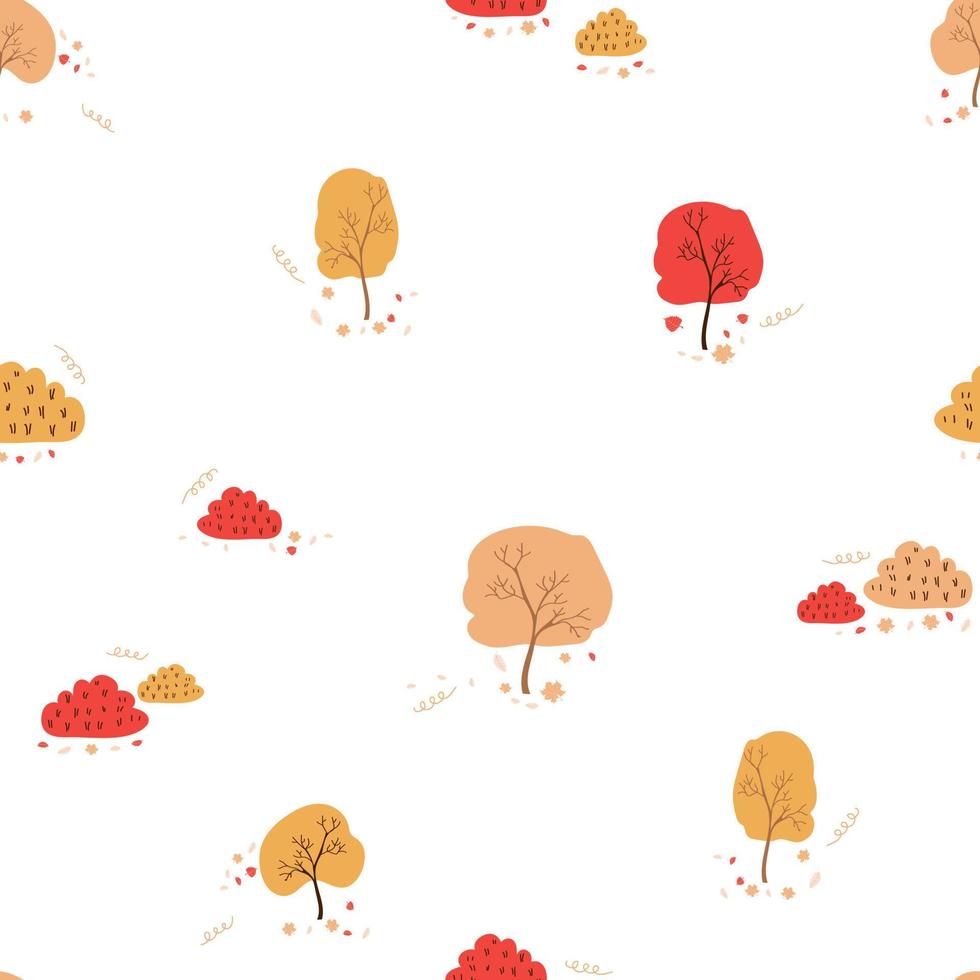 naadloos patroon met rood en geel herfst bomen en struiken. vector