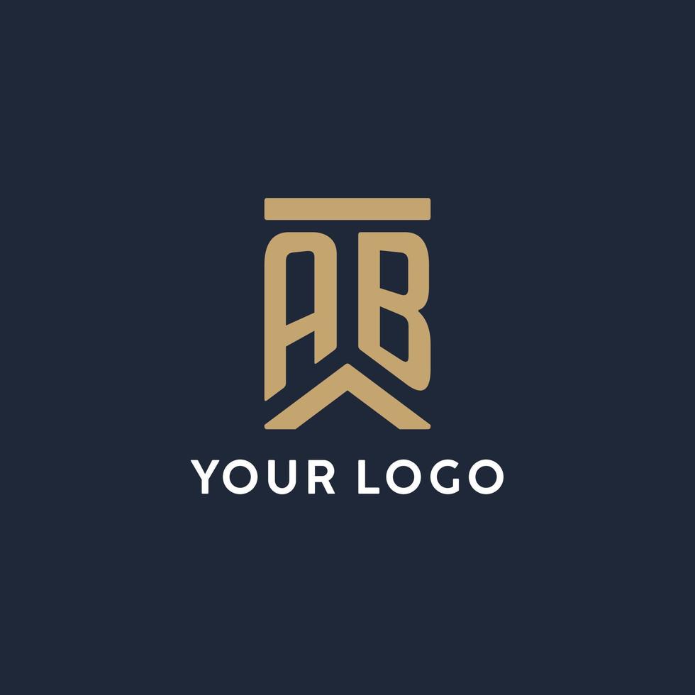 ab eerste monogram logo ontwerp in een rechthoekig stijl met gebogen zijden vector