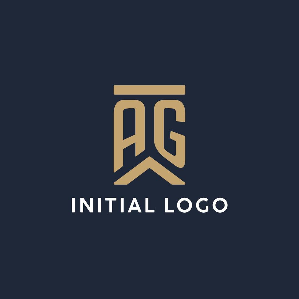 ag eerste monogram logo ontwerp in een rechthoekig stijl met gebogen zijden vector