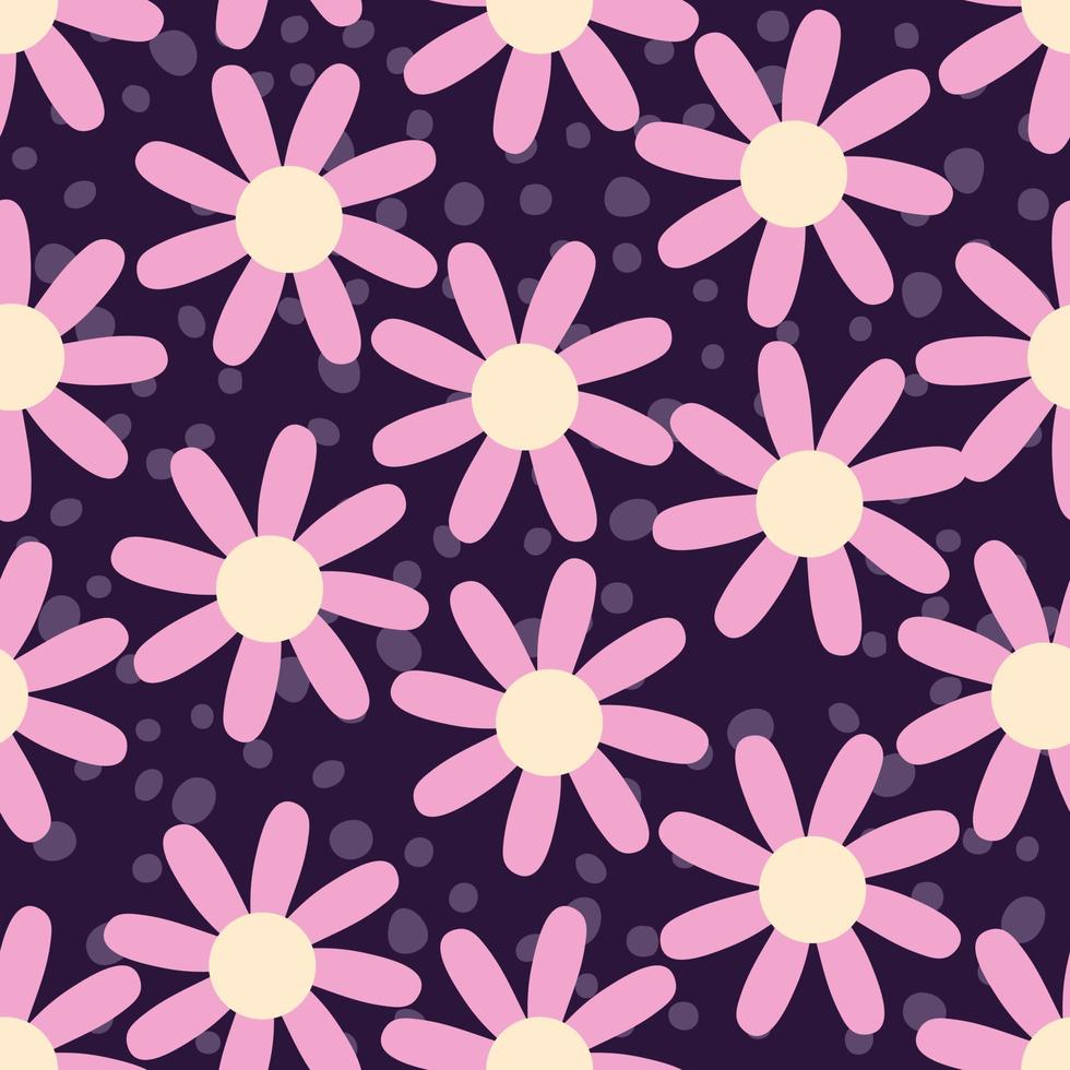 naadloos patroon met kamille groovy bloemen en druppels. vector